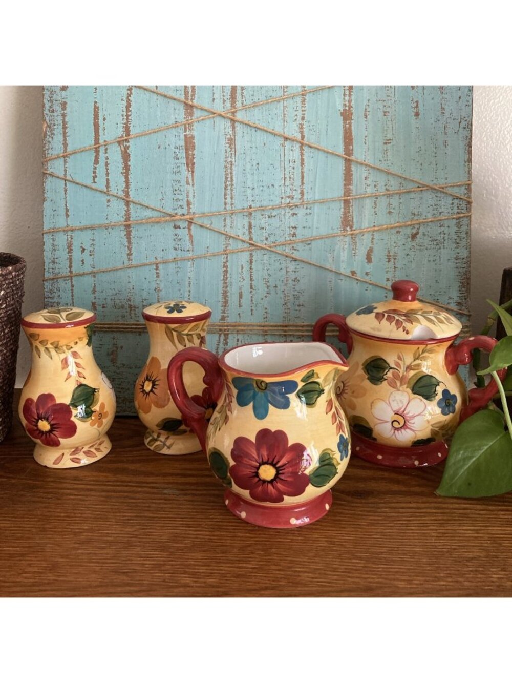Oneida Sunset Bouquet Granny Core Thanksgiving Salt Pepper Creamer Sugar READ